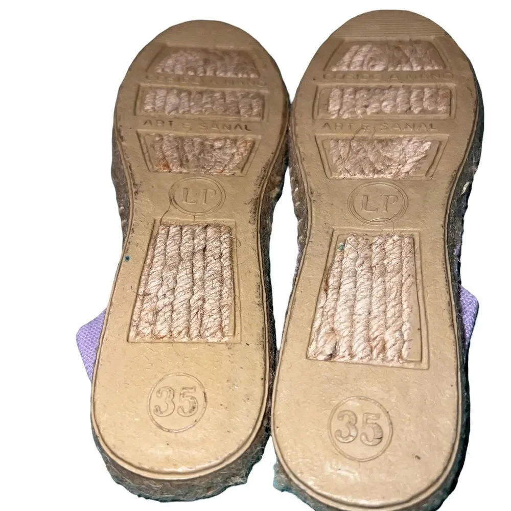 Cosido A Mano lavender and tan espadrilles flats women’s‎ size 5 US / EU size 35